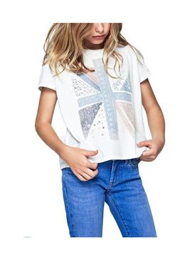 T-Shirt Pepe Jeans Cassiopeia bianco per Bambina