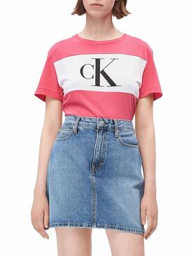 T-Shirt Calvin Klein Blocking Monogram Rosa 