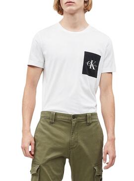 T-Shirt Calvin Klein Monogram Pocket Bianco
