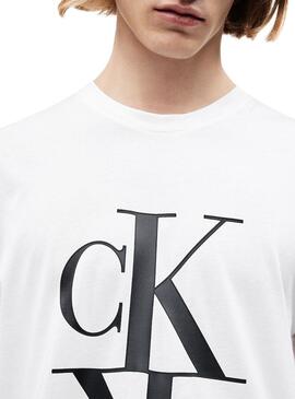 T-Shirt Calvin Klein Mirrored Monogram Bianco 