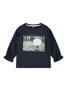 T-Shirt Name It Oasi Blu Navy per Bambina