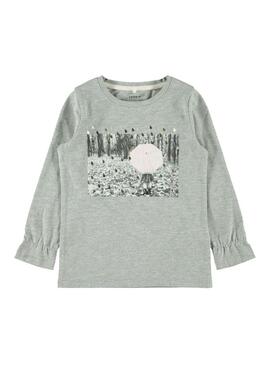 T-Shirt Name It Oasi Grigio per Bambina