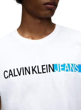 T-Shirt Calvin Klein Jeans Stripe Bianco Uomo