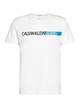 T-Shirt Calvin Klein Jeans Stripe Bianco Uomo