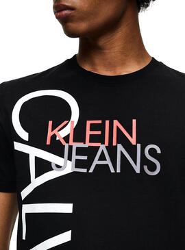 T-Shirt Calvin Klein Jeans verticale nero Uomo
