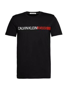 T-Shirt Calvin Klein Jeans Stripe nero Uomo