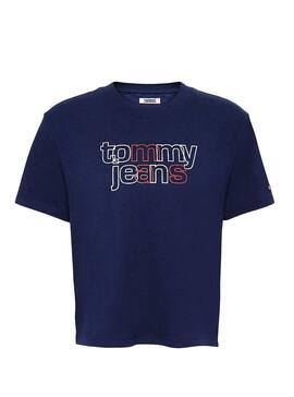 T-Shirt Tommy Jeans Outline Blu Donna