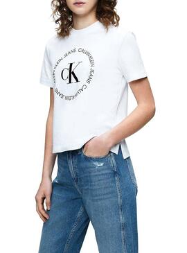 T-Shirt Calvin Klein Jeans Round Logo Bianco
