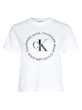 T-Shirt Calvin Klein Jeans Round Logo Bianco