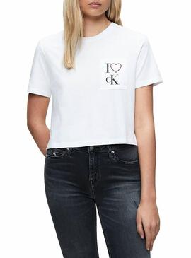 T-Shirt Calvin Klein Love Bianco Donna