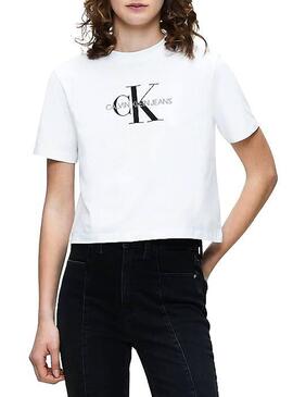 T-Shirt Calvin Klein Monogram Bianco Donna