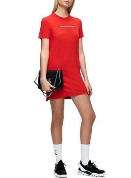 Abito Calvin Klein Institutional Rosso Donna