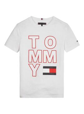 T-Shirt Tommy Hilfiger Maxilogo bianco Bambino