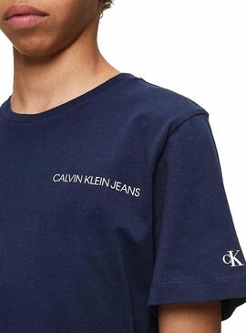 T-Shirt Calvin Klein Logo petto Blu Navy per Bambi