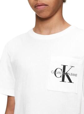 T-Shirt Calvin Klein Monogram Pocket bianco 