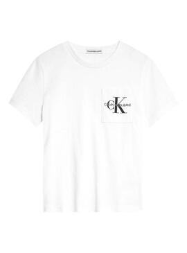 T-Shirt Calvin Klein Monogram Pocket bianco 