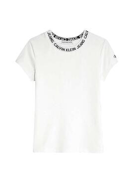 T-Shirt Calvin Klein Intarsia White Bambina