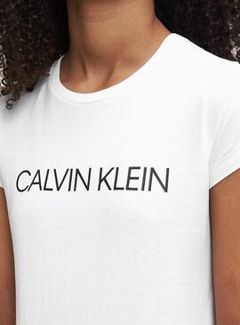 T-Shirt Calvin Klein Bianco Institutional Bambina