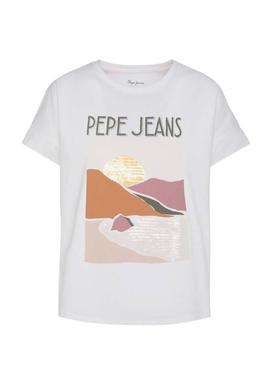 T-Shirt Pepe Jeans Poppy Bianco per Donna