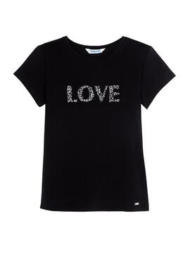 T-Shirt Mayoral Love Black per Bambina