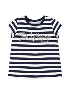 T-Shirt Mayoral Pensa felice Blu Navy Bambina