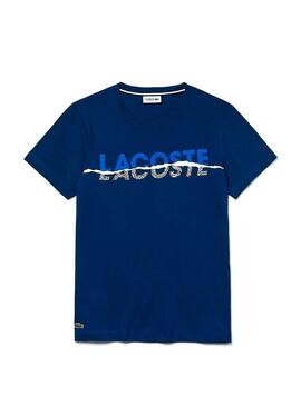 T-Shirt Lacoste Fissure Blu Uomo