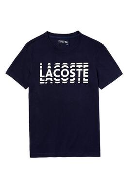 T-Shirt Lacoste Multiple Logo Blu Marine Uomo