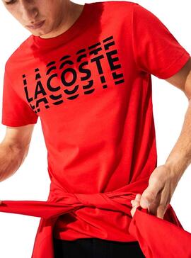 T-Shirt Lacoste Multiple Logo rosso Uomo