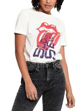 T-Shirt Only Rolling Stones Bianco Donna