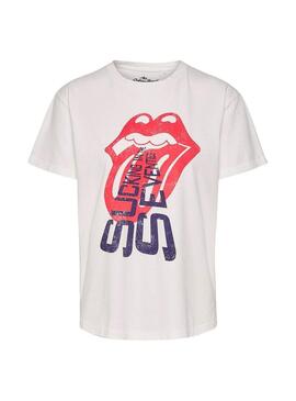 T-Shirt Only Rolling Stones Bianco Donna