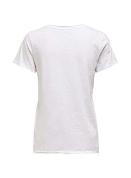 T-Shirt Only Brews V-Neck Bianco Donna