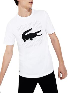 T-Shirt Lacoste Cols Roules TH8384 Bianco Uomo