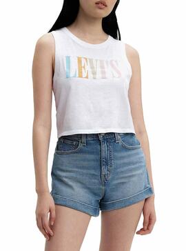 T-Shirt Levis Graphic Serif Crop Bianco Donna