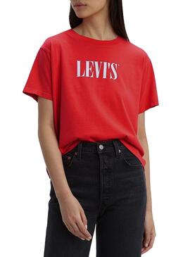 T-Shirt Levis Varsity 90S Serif Logo Rosso