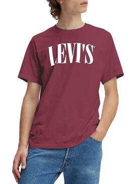 T-Shirt Levis Serif Relaxed Granata Uomo