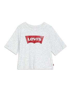 Camiseta Levis Cropped Top Gris Para Niña