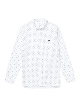Camicia Lacoste Mini Stampa Bianco Uomo