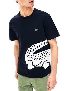 T-Shirt Lacoste Crocodile Oversized Marine Uomo
