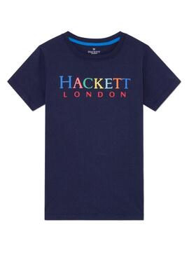 T-Shirt Hackett Lettere multicolori Blu Navy Bambino