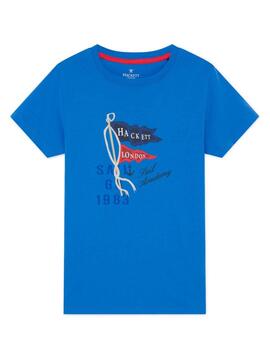 T-Shirt Hackett Sail Flag Blu per Bambino