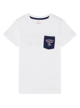 T-Shirt Hackett Pocket bianco Bambino