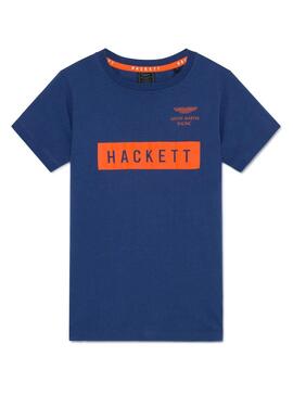 T-Shirt Hackett AMR Logo blu per Bambino
