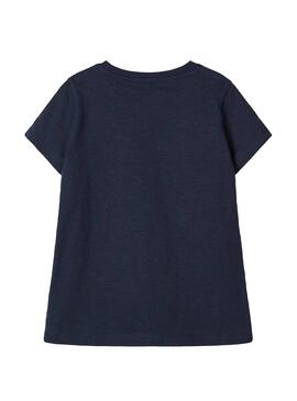 T-Shirt Name It Dinette Blu Navy per Bambina