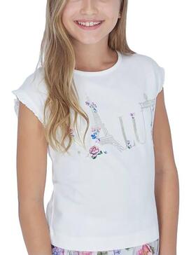 T-Shirt Mayoral Paris Bianco Per Bambina