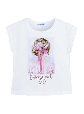 T-Shirt Mayoral Lovely Girl Bianco Bambina