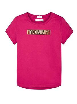 T-Shirt Tommy Hilfiger Foil Pink per ragazze