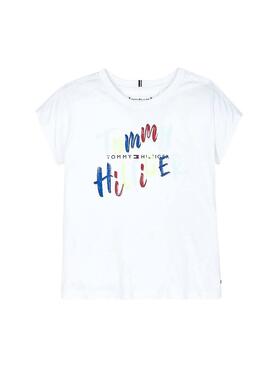 T-Shirt Tommy Hilfiger Fluro bianco per ragazza