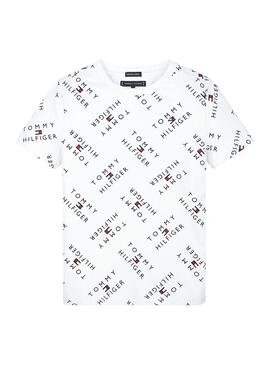 T-Shirt Tommy Hilfiger Multi Logo bianco