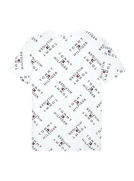 T-Shirt Tommy Hilfiger Multi Logo bianco
