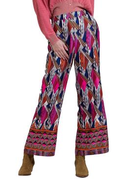 Pantaloni Naf Naf Etnic Multicolor da donna